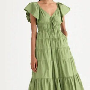 NWOT - Women's Moon River Flutter Sleeve Tiered Cotton Maxi Dress - Size Small
